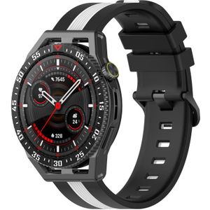 Voor Huawei Watch 3 Pro 22 mm verticale tweekleurige siliconen horlogeband (zwart + wit)