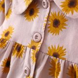 Lente en herfst meisje zonnebloem Print patroon lange mouw Hooded Jacket  hoogte: 90cm (geel)