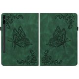 For Samsung Galaxy Tab S7 11 inch T870/SM-T875 Butterfly Flower Embossed Leather Tablet Case(Green)