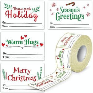 300PCS/Roll Rechthoekig Kerst Decoratie Stickers Holiday Gift Tag Tape (Wit)