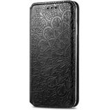 Blooming Mandala Embossed Pattern Magnetic Horizontal Flip Leather Case with Holder & Card Slots & Wallet For iPhone SE 2020 / 8 / 7(Black)