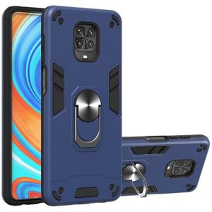 Voor Xiaomi Redmi Note 9S / Note 9 Pro / Note 9 Pro Max 2 in 1 Armour Series PC + TPU Beschermhoes met ringhouder(Royal Blue)