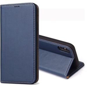 Dermis textuur PU horizontale Flip lederen case voor iPhone X/XS  met houder & kaartsleuven & portemonnee (blauw)