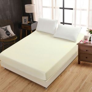 Plain Matrasbeschermer bed mat matras cover Hoeslaken  grootte: 150X200cm (beige geel)