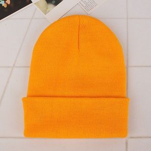 Eenvoudige effen kleur warme Pullover gebreide Cap voor mannen/vrouwen (geel)