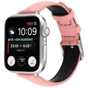 14mm slanke lederen band horlogeband voor Apple Watch Series 6 & SE & 5 & 4 44mm / 3 & 2 & 1 42mm (Pink)