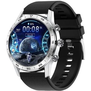 Leen DT70 Analog Digital Dual Display Smart Call Watch (Silver Silicone)