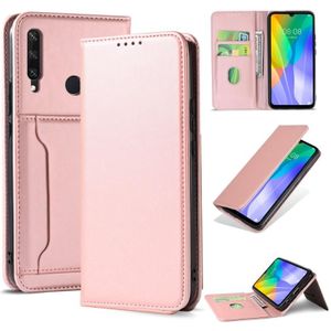 Voor Huawei Y6P Strong Magnetism Liquid Feel Horizontal Flip Leather Case met Holder & Card Slots & Wallet(Rose Gold)