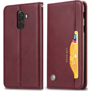 Knead huidtextuur horizontale Flip lederen case voor Xiaomi Pocophone F1  met foto frame & houder & kaartsleuven & portemonnee (wijn rood)