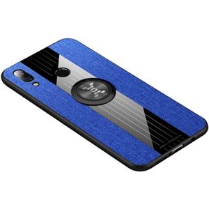 Voor Huawei Nova 3e XINLI stiksels doek Textue schokbestendig TPU beschermhoes met ring houder (blauw)