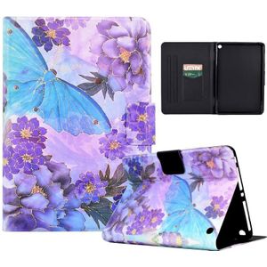 Voor Amazon Kindle Fire HD 8 2022/2020 Gekleurde Tekening Smart Leather Tablet Case(Peony Butterfly)