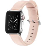 Voor Apple Watch Series 5 & 4 44mm 3 & 2 & 1 42mm Round Hole Leather Strap(Pink)