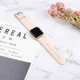 Voor Apple Watch Series 5 & 4 44mm 3 & 2 & 1 42mm Round Hole Leather Strap(Pink)