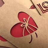 10 PCS Retro Kraft Papier Uitgehold liefde wenskaart Valentine Day Message Card (Love Bow)