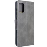 For Galaxy A71 Retro Lambskin Texture Pure Color Horizontal Flip PU Leather Case with Holder & Card Slots & Wallet & Lanyard(Grey)