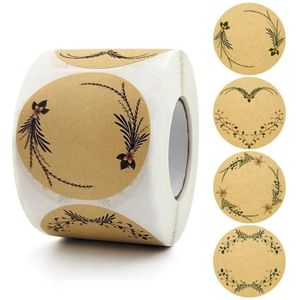 3 stks gerolde bloemen dank u handgeschreven kraftpapier sticker geschenk bruiloft bakken decoratie label  maat: 2 inch / 50mm (B-79-50)