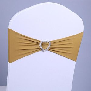 15x35cm Tie-Free Stretch Stoel Terug Bloem Boog Stoelhoes Hotel Stoel Rugband Decoratie (Goud)