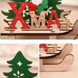 3 PCS kerstversiering kerst geschilderd houten assemblage DIY Slee Auto Decoratie Puzzel Cadeau  Grootte: Groot (Sneeuwpop)