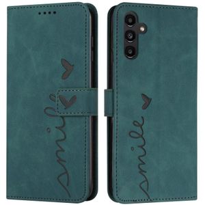 Voor Samsung Galaxy A15 Skin Feel hart relif lederen telefoonhoes met lang koord