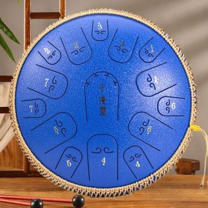 15-Tone Ethereal Drum 14-inch Steel Tongue Drum Hollow Drum Sanskrit Drummer Disc (Blauw)