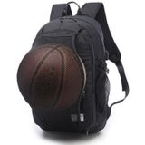 Multifunctionele student basketbal tas mannen outdoor wandelen fitness sporttas  met externe USB-Oplaadpoort (zwart)