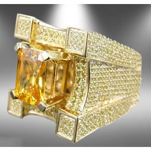 Mannen luxe Microencrusted Zirkonia ring  ring maat: 12 (goud)