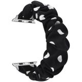 Voor Apple Watch Series 5 & 4 40mm / 3 & 2 & 1 38mm Doek + Stainless Steel Hair Ring Watchband(Black Spot)