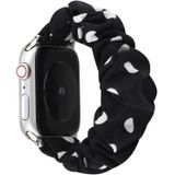 Voor Apple Watch Series 5 & 4 40mm / 3 & 2 & 1 38mm Doek + Stainless Steel Hair Ring Watchband(Black Spot)