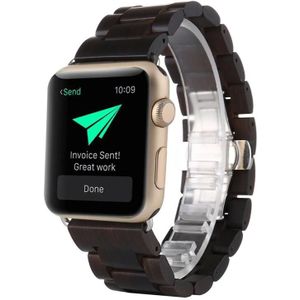 Houten vervangende polsbandjes voor Apple Watch Series 6 & SE & 5 & 4 40mm / 3 & 2 & 1 38mm(Zwartbruin)