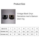 Europa en Amerika stijl Punk Gothic Retro Zwarte Onyx edelsteen mannen Titanium staal Ring  US maat: 9  Diameter: 19mm  omtrek: 59.8mm(Gold)