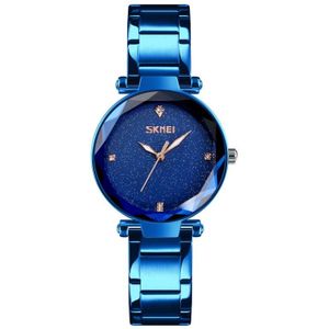 SKMEI 9180 Starry Sky Dial Stainless Steel Strap Quartz Watch for Ladies(Blue)