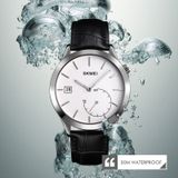 SKMEI 1581 Creative Fashion Men Watch Simple Casual Outdoor Sports Waterproof Two-Pin Quartz Watch (Silver Steel Belt)
