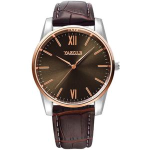 Yazole Simple Digital Two-Color Dial Quartz Men Horloge (541 Bruin Lade Brown Riem)