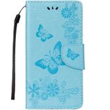 Voor Huawei Mate 10 Lite Vintage relif bloemen vlinder patroon horizontale Flip lederen draagtas met kaartslot & houder & portemonnee & Lanyard (blauw)