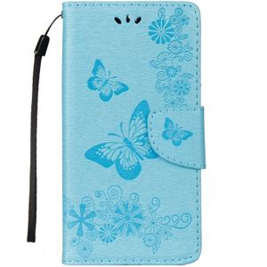 Voor Huawei Mate 10 Lite Vintage relif bloemen vlinder patroon horizontale Flip lederen draagtas met kaartslot & houder & portemonnee & Lanyard (blauw)