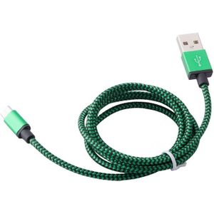 1m Geweven stijl Micro USB to USB 2.0 Data / Lader Kabel  Voor Samsung  HTC  Sony  Lenovo  Huawei  en other Smartphones(groen)