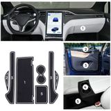7 in 1 Car Water Cup Gate Slot Mats Silicon Anti-Slip Interior Door Pad voor Tesla Model X (Wit)