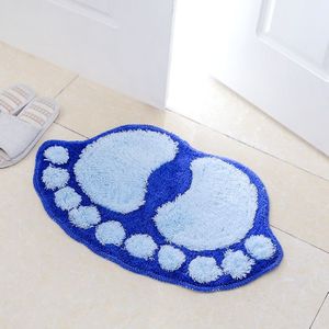 1390 voet-vormige antislip Shaggy zacht Water absorptie slaapkamer badkamer tapijt Mat(Blue)