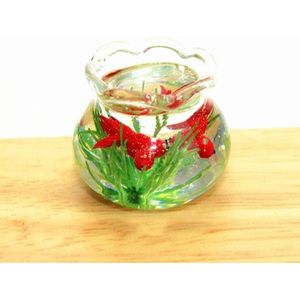 Poppenhuis miniatuur transparante glazen vis tank aquarium speelgoed (rood)