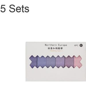 5 sets 6 stks x 2 m Student Hand Account Tape Rainbow Washi Tape (Gradient Purple)