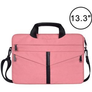 13 3 inch ademende slijtagebestendige Fashion Business schouder handheld rits laptoptas met schouderriem (roze)