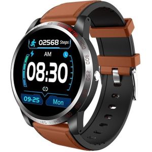 W3 1.3 inch Screen Leather Watch Band Smart Health Watch  Support Dynamic Heart Rate  HRV Health Index  ECG Monitoring  Blood Pressure(Coffee)