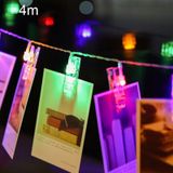 Licht van de String van de LED Fairy van de Clip van het kleurrijke lichte foto van 4m  40 LEDs 3 x AA batterijen vak ketens decoratieve licht Lamp voor thuis hangende figuren  DIY Party  bruiloft  Kerstdecoratie