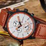 Curren 8217 lederen band casual waterdicht quartz herenhorloge met kalender (zwarte schaal zwart)