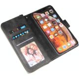 Voor iPhone X / XS Zipper Wallet Bag Horizontale Flip PU Lederen case met Houder & 9 Card Slots & Wallet & Lanyard & Photo Frame(Zwart)