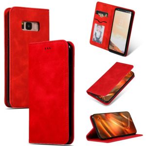 Retro huid voelen Business magnetische horizontale Flip lederen case voor Galaxy S8 (rood)