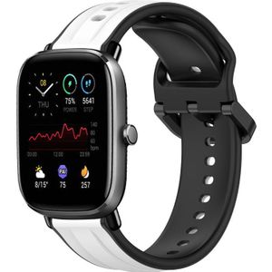 Voor Amazfit GTS 2 Mini 20 mm bolle lus tweekleurige siliconen horlogeband (wit + zwart)