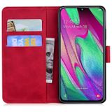 Voor Samsung Galaxy A40 Tiger Embossing Pattern Horizontale Flip Lederen Case met Holder & Card Slots & Wallet(Red)