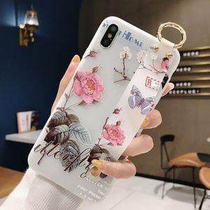 Bloemen patroon polsband zachte TPU beschermende case voor Huawei P30 (bloemen polsband model B)