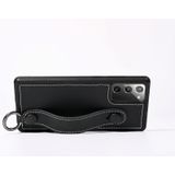 Voor Samsung Galaxy S20 Plus Top Layer Cowhide Schokbestendige beschermhoes met polsbandbeugel(zwart)